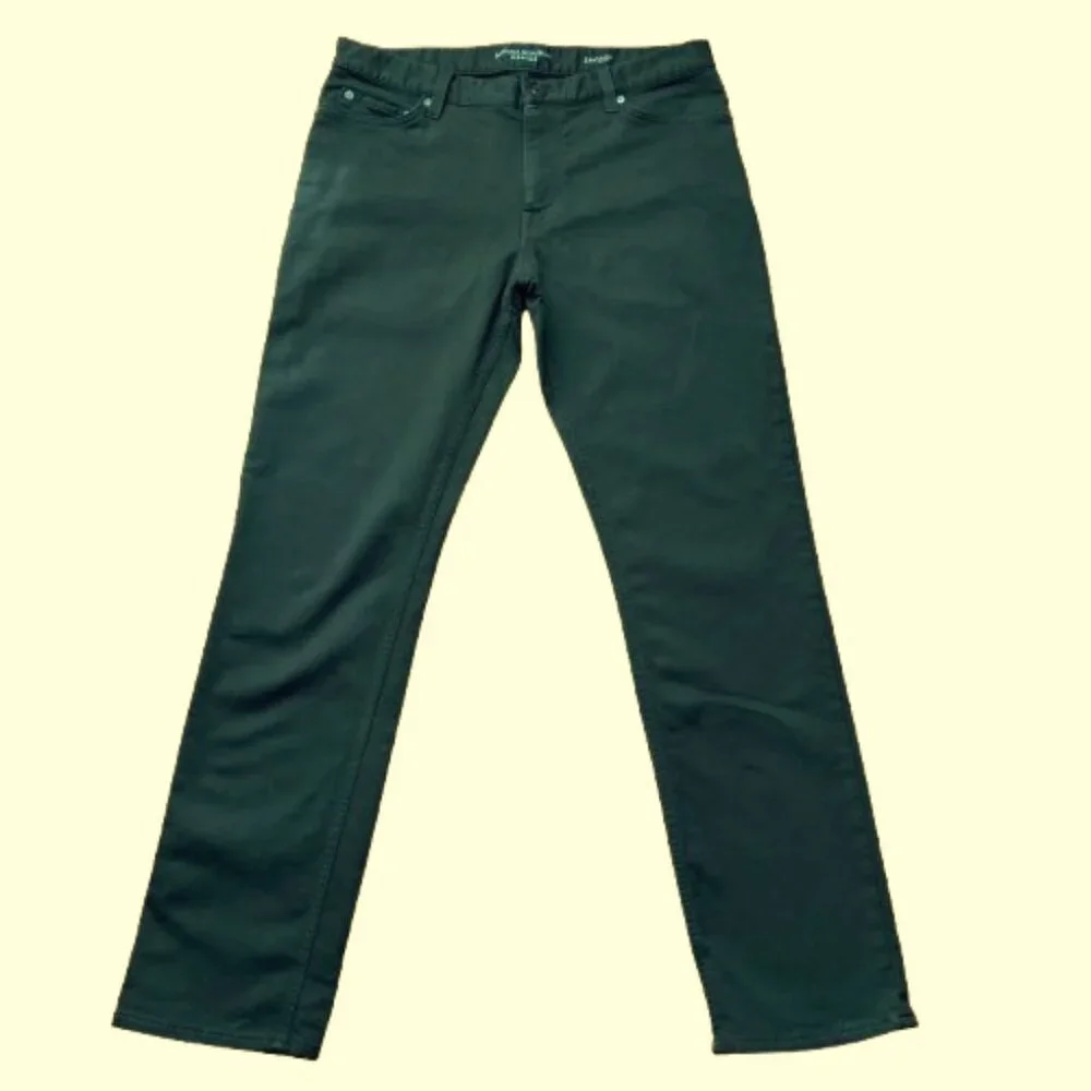 Banana Republic Men's Traveler Jeans Dark Olive 34 x 32 Slim Fit Cotton Straight